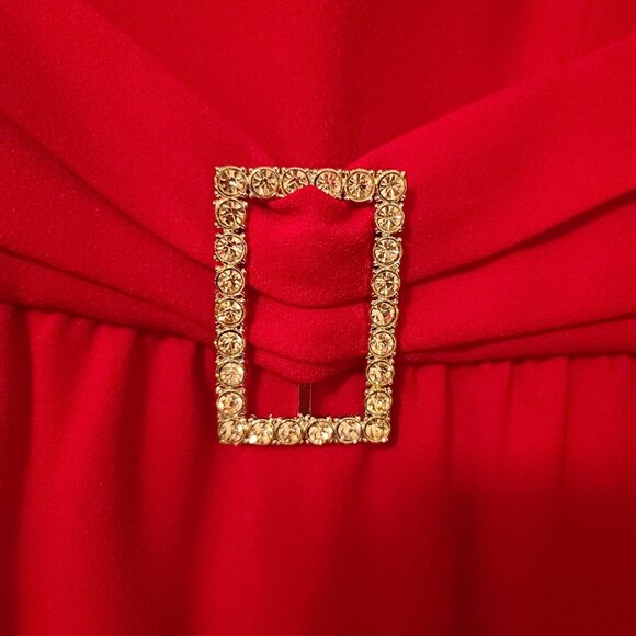 Vintage Morton Myles For The Warrens Bright Red Cocktail Dress Size 12P - Picture 3 of 4